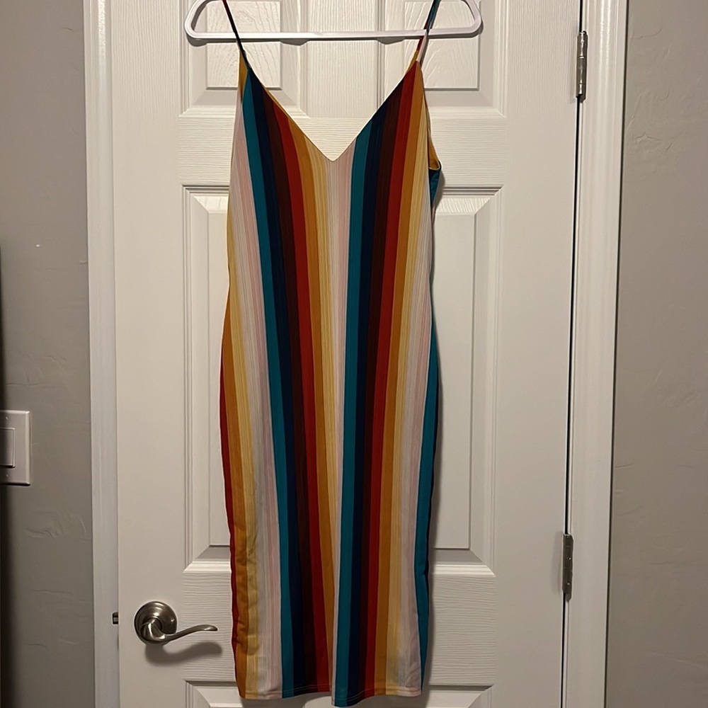 Rainbow | Size L | Comfy & Quality Lightweight Form-Fitting Slip Dress